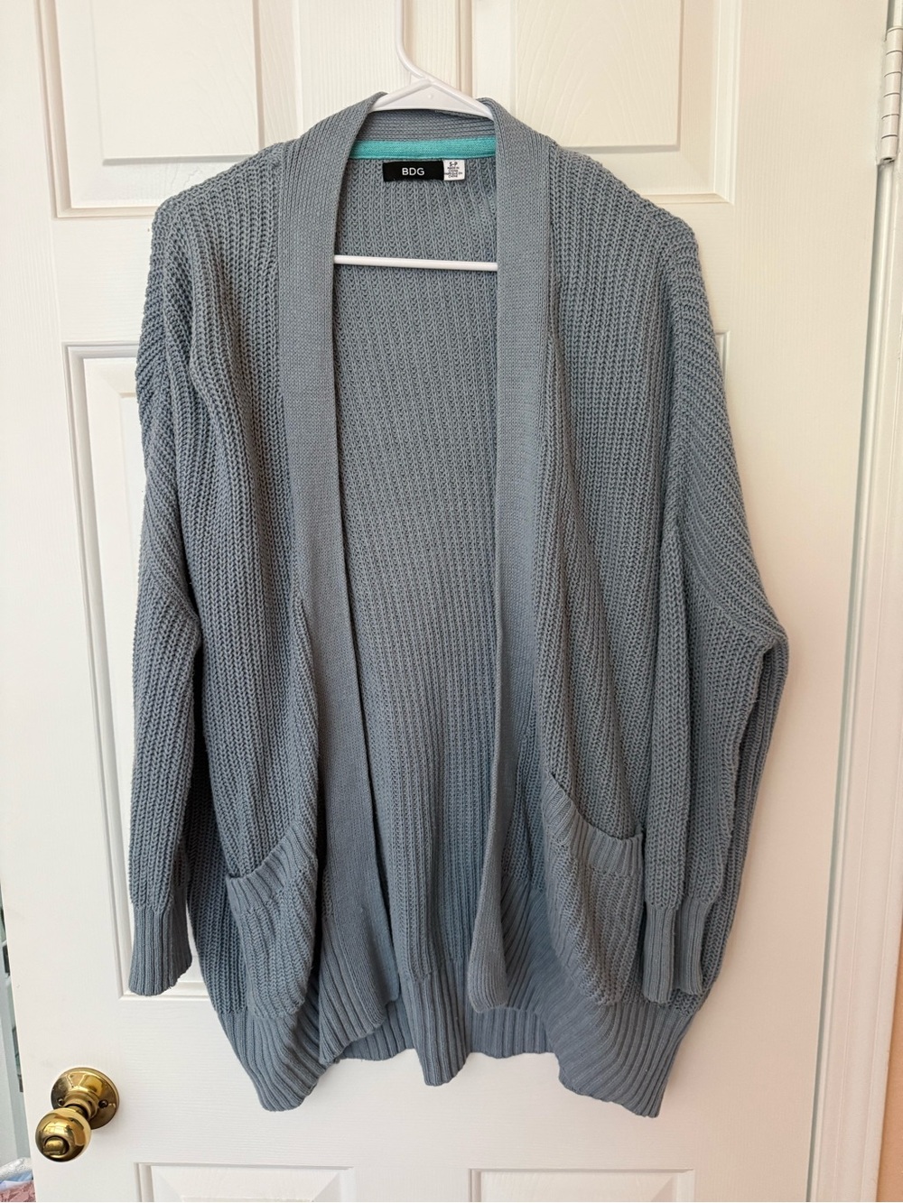 BDG Light Gray Open Cardigan with Front Pockets